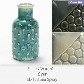 Waterfall EL117 over Sea Spray EL103 Glaze Combination Waterfall EL117 over Sea Spray EL103 Glaze Combination